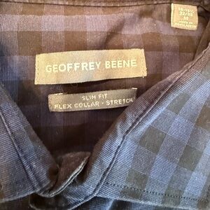 Geoffrey Beene Navy Plaid Shirt